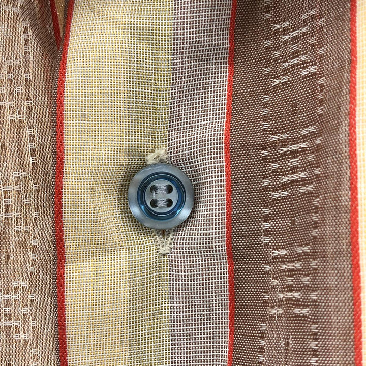 Big size 70'S Arrow Kent Collection Stripe Pattern Short Sleeve Box Shirt Men's XXXL equivalent Vintage polyester Beige type Vintage Second Hand