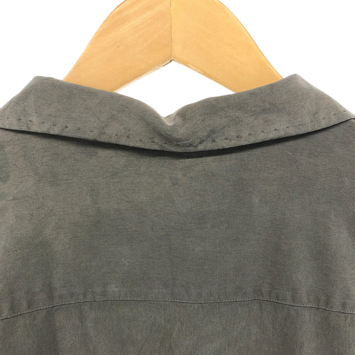 Nat Nast Two-Tone Short Sleeve Open Collar Silk Shirt, Men's Size L silk Khaki type sage green Vintage Second Hand