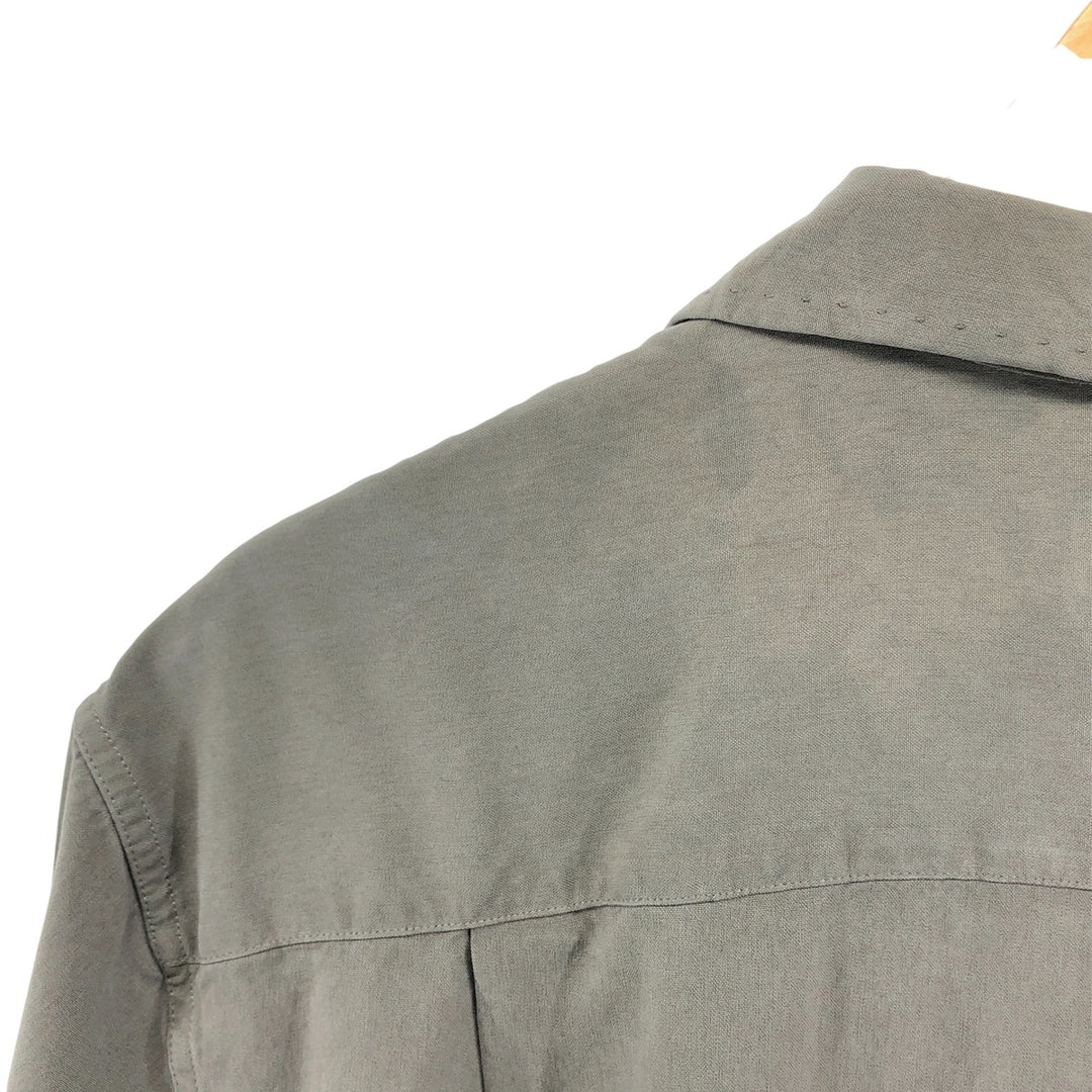 Nat Nast Two-Tone Short Sleeve Open Collar Silk Shirt, Men's Size L silk Khaki type sage green Vintage Second Hand