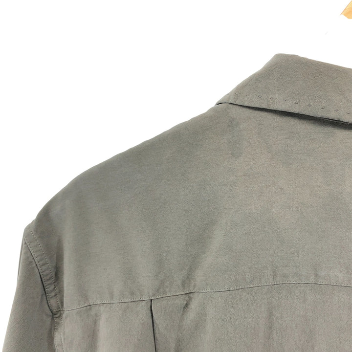 Nat Nast Two-Tone Short Sleeve Open Collar Silk Shirt, Men's Size L silk Khaki type sage green Vintage Second Hand