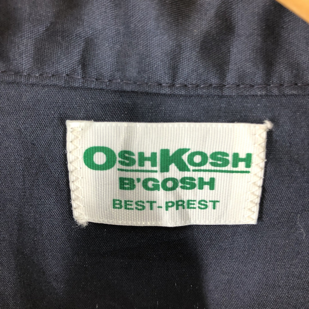 ~90'S Osh Kosh B'GOSH short sleeve work shirt, made in USA, men's XL size, vintage polyester navy blue type Vintage Second Hand