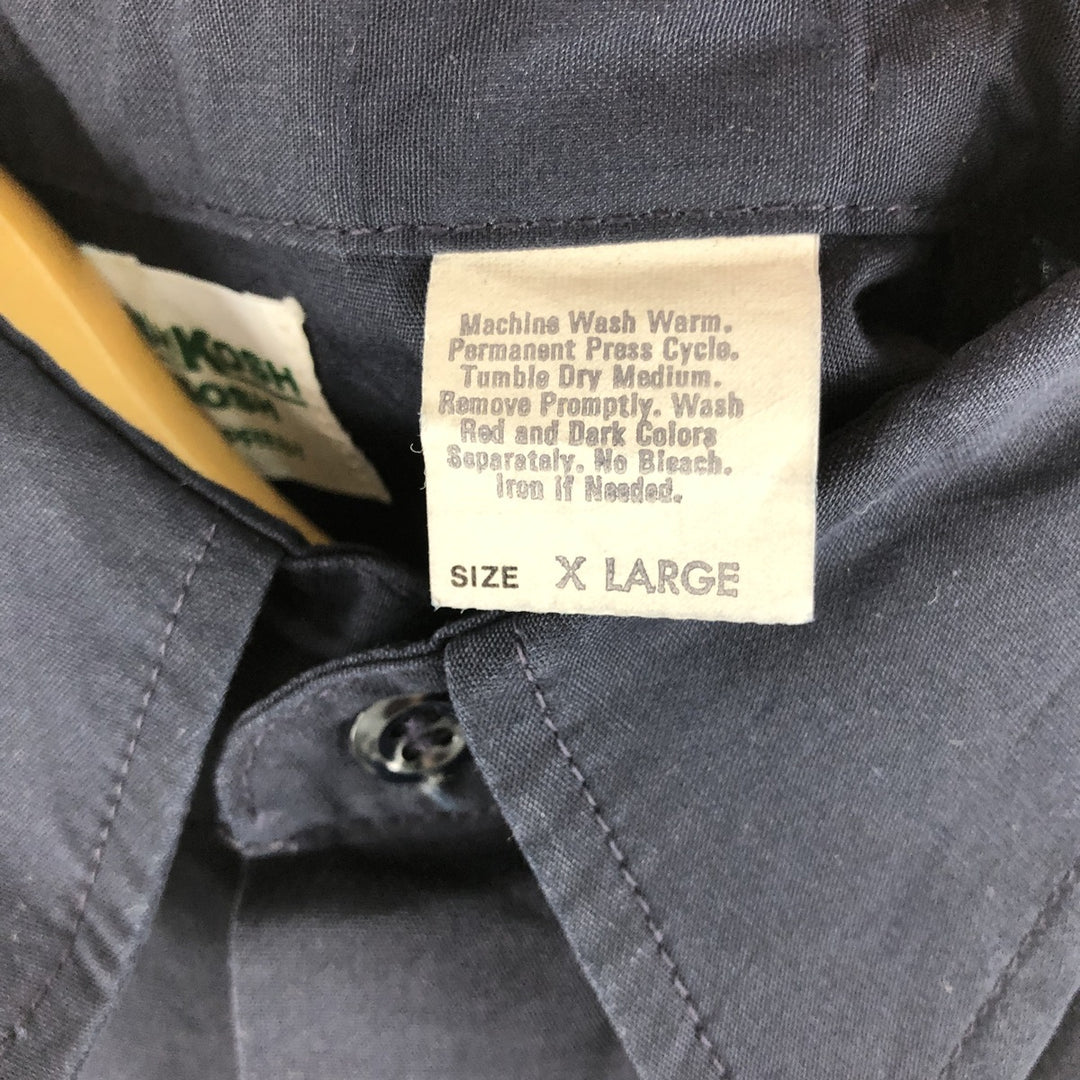 ~90'S Osh Kosh B'GOSH short sleeve work shirt, made in USA, men's XL size, vintage polyester navy blue type Vintage Second Hand