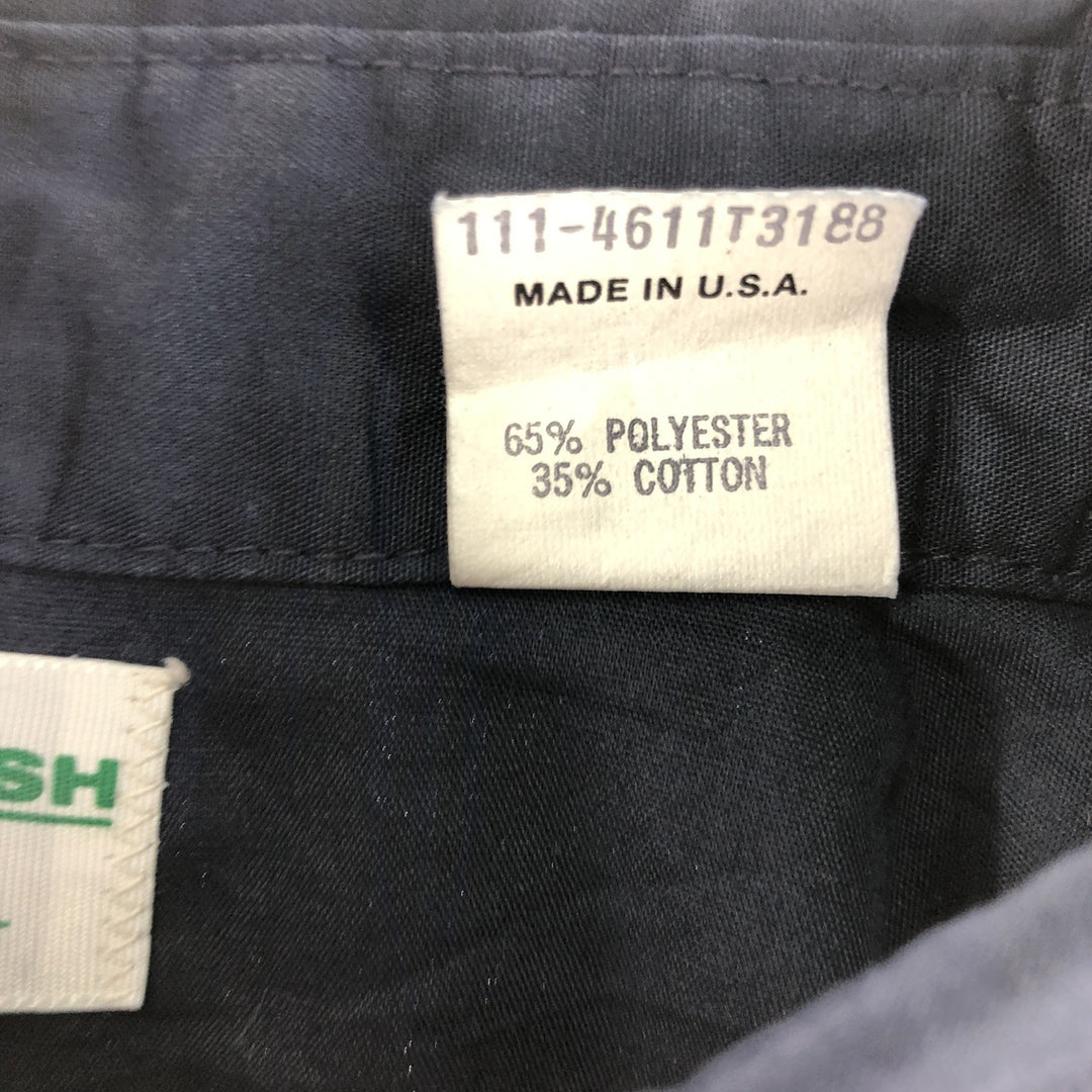 ~90'S Osh Kosh B'GOSH short sleeve work shirt, made in USA, men's XL size, vintage polyester navy blue type Vintage Second Hand