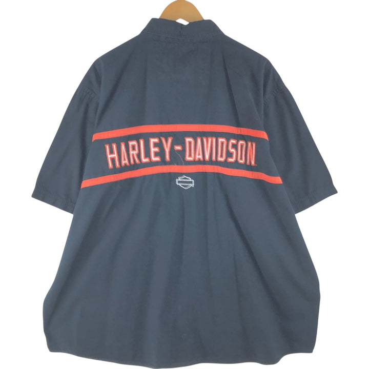 Big size Harley-Davidson hidden button-down short-sleeve work shirt, equivalent to men's XXXL unknown black type Vintage Second Hand