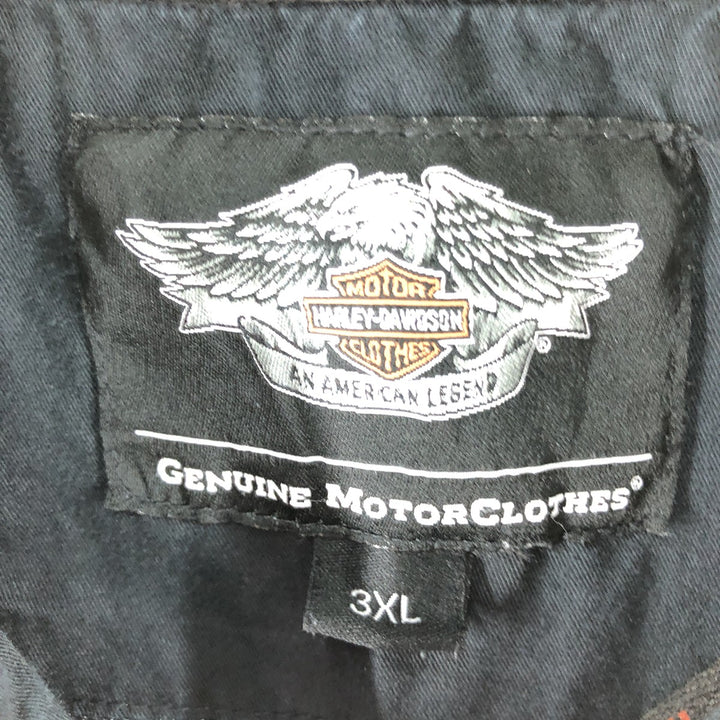 Big size Harley-Davidson hidden button-down short-sleeve work shirt, equivalent to men's XXXL unknown black type Vintage Second Hand