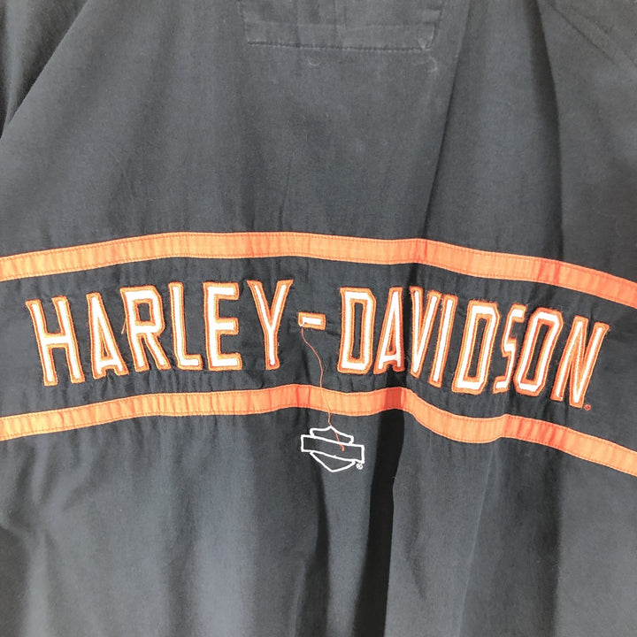 Big size Harley-Davidson hidden button-down short-sleeve work shirt, equivalent to men's XXXL unknown black type Vintage Second Hand