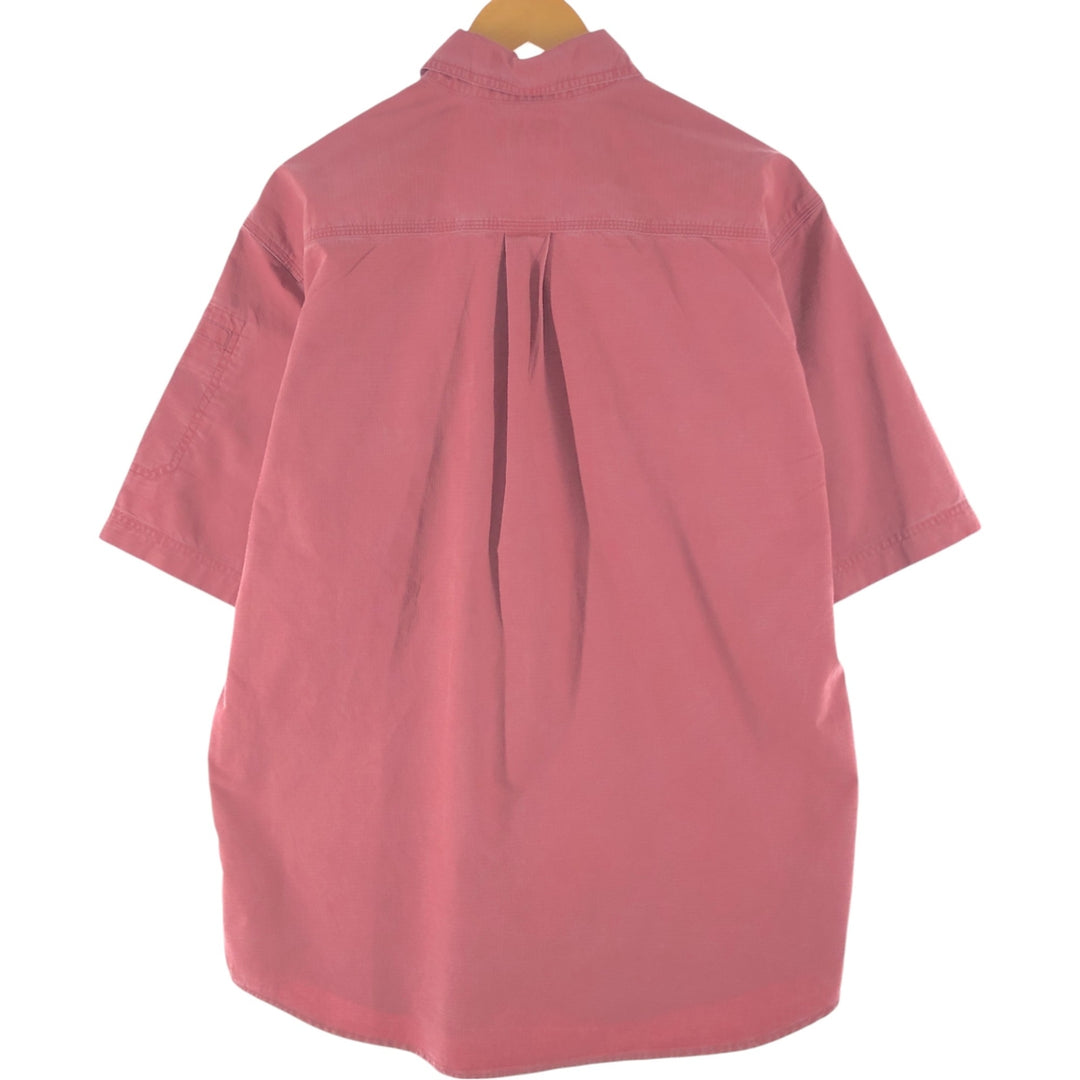 Carhartt Ripstop Short Sleeve Work Shirt, Men's Size L cotton burgundy type Vintage Second Hand