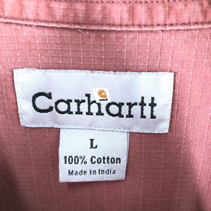 Carhartt Ripstop Short Sleeve Work Shirt, Men's Size L cotton burgundy type Vintage Second Hand