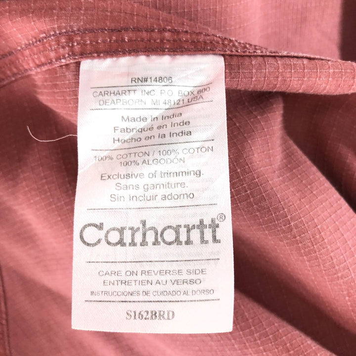 Carhartt Ripstop Short Sleeve Work Shirt, Men's Size L cotton burgundy type Vintage Second Hand