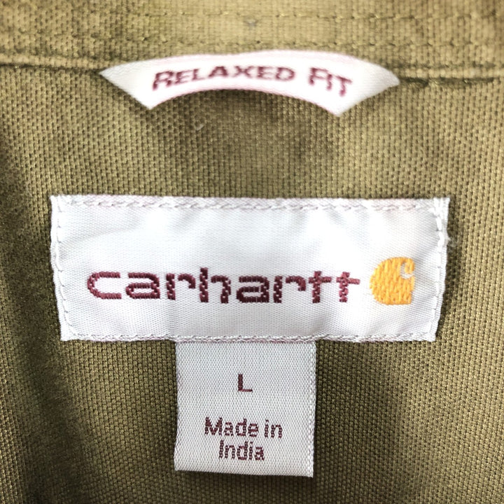 Carhartt Relax Fit Duck Button-down Short Sleeve Work Shirt, Men's Size L cotton Khaki type Vintage Second Hand