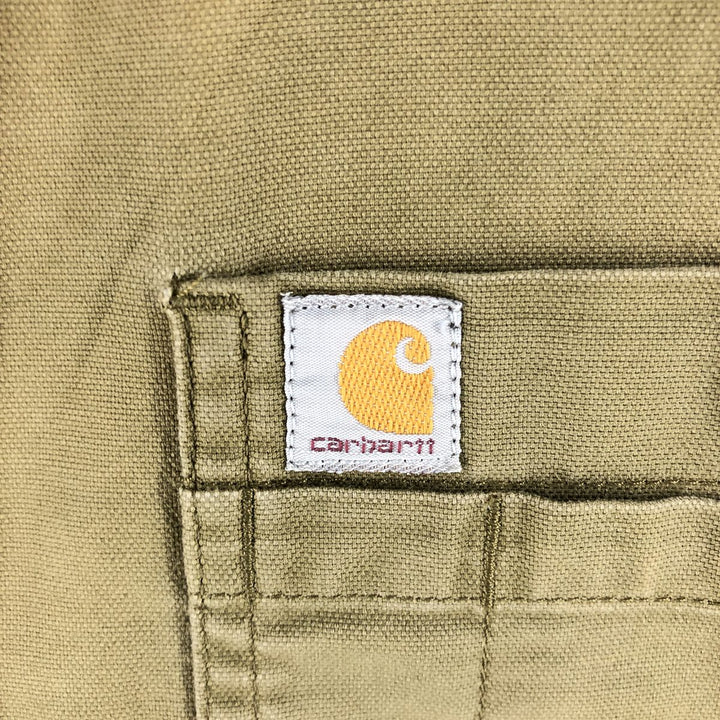 Carhartt Relax Fit Duck Button-down Short Sleeve Work Shirt, Men's Size L cotton Khaki type Vintage Second Hand