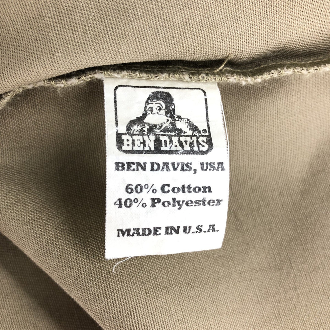 90'S Ben Davis pullover half zip short sleeve work shirt box shirt made in USA men's size M vintage cotton Khaki type beige Vintage Second Hand