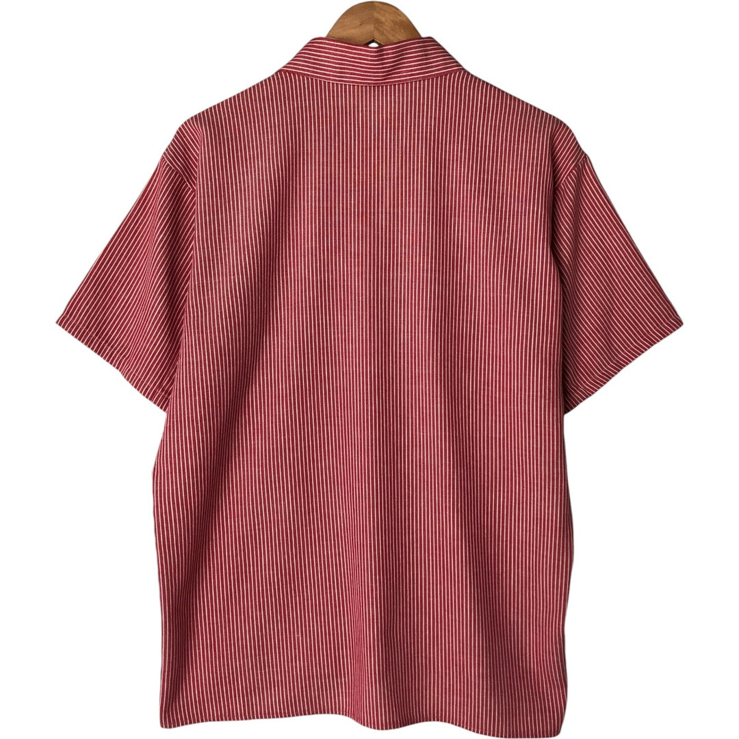 70s~80'S Ben Davis Stripe Pattern Half Zip Pullover Short Sleeve Work Shirt Box Shirt Men's M Size unclear pink type Vintage Second Hand