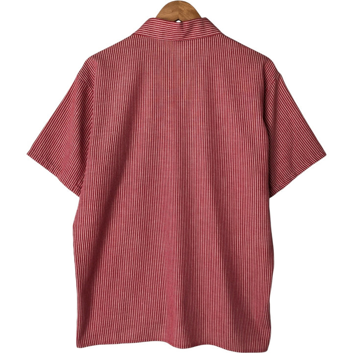 70s~80'S Ben Davis Stripe Pattern Half Zip Pullover Short Sleeve Work Shirt Box Shirt Men's M Size unclear pink type Vintage Second Hand