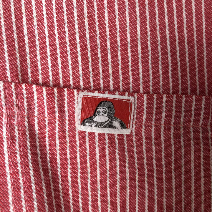 70s~80'S Ben Davis Stripe Pattern Half Zip Pullover Short Sleeve Work Shirt Box Shirt Men's M Size unclear pink type Vintage Second Hand