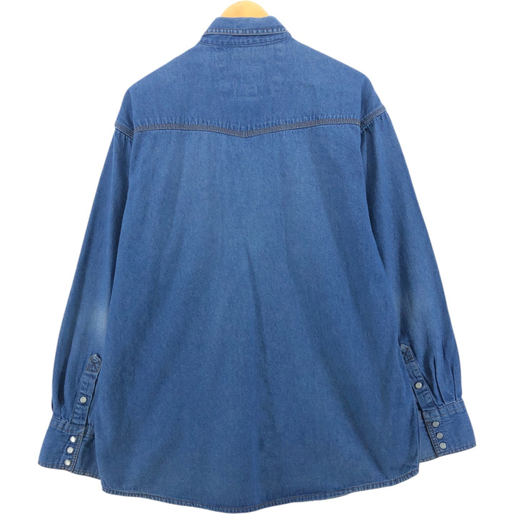 Key Long Sleeve Denim Western Shirt, Men's Size L cotton blue type Vintage Second Hand