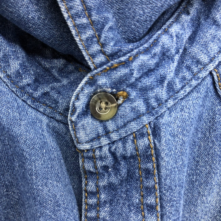 Key Long Sleeve Denim Western Shirt, Men's Size L cotton blue type Vintage Second Hand