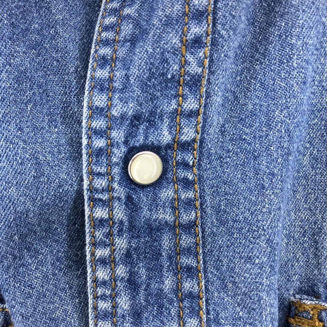Key Long Sleeve Denim Western Shirt, Men's Size L cotton blue type Vintage Second Hand
