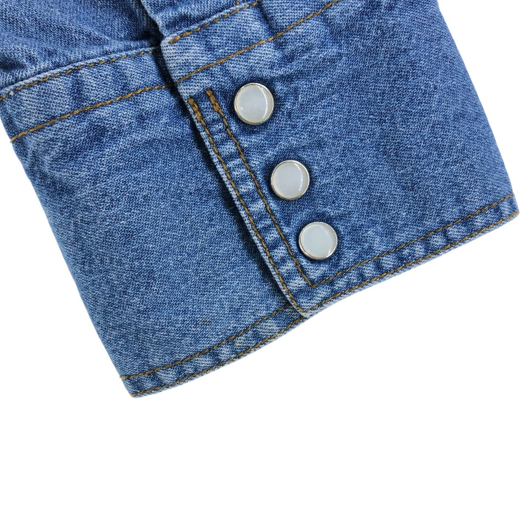 Key Long Sleeve Denim Western Shirt, Men's Size L cotton blue type Vintage Second Hand