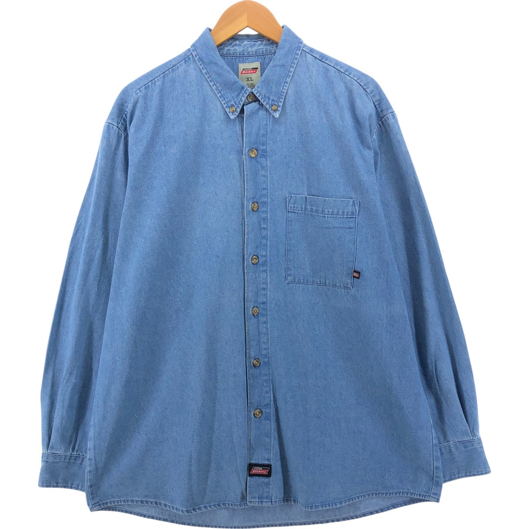 Dickies Long Sleeve Button Down Denim Shirt Men's XL cotton blue type Vintage Second Hand