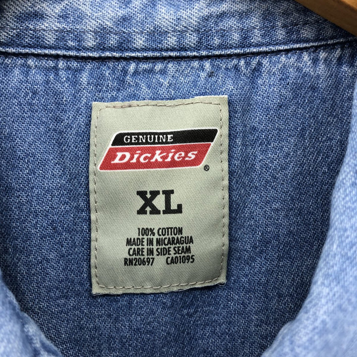 Dickies Long Sleeve Button Down Denim Shirt Men's XL cotton blue type Vintage Second Hand