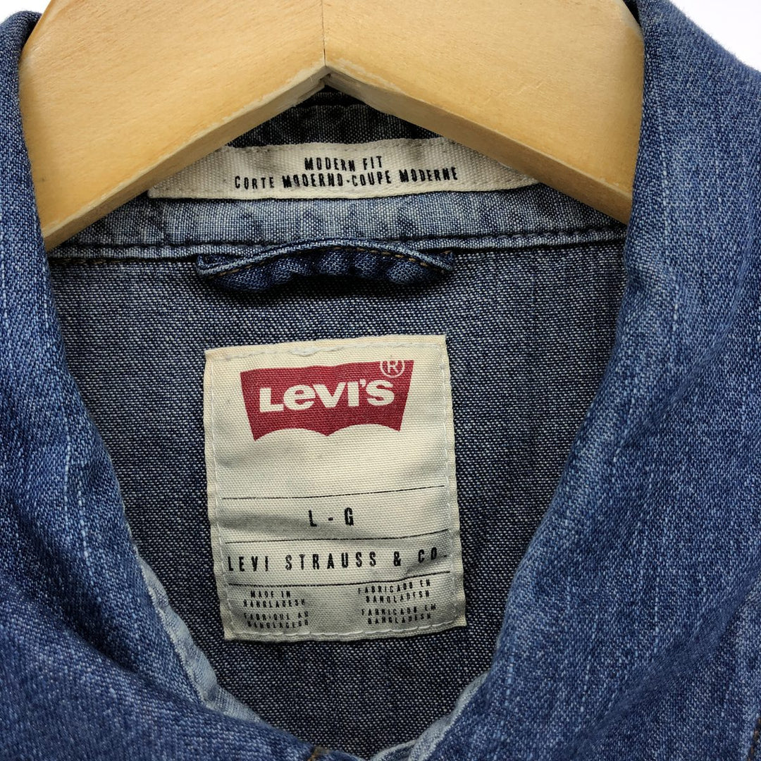 Levi's Modan Fit Long Sleeve Denim Western Shirt, Men's Size L cotton blue type Vintage Second Hand