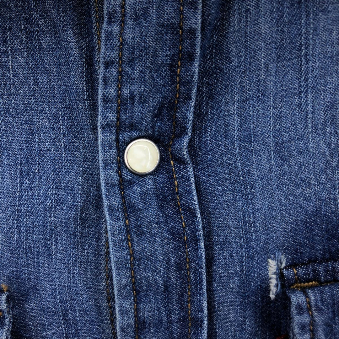 Levi's Modan Fit Long Sleeve Denim Western Shirt, Men's Size L cotton blue type Vintage Second Hand