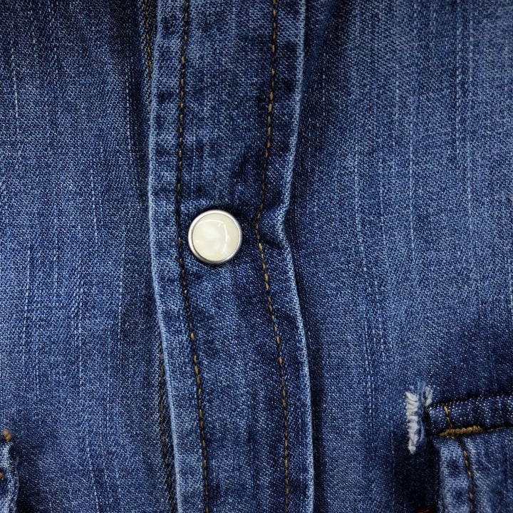 Levi's Modan Fit Long Sleeve Denim Western Shirt, Men's Size L cotton blue type Vintage Second Hand