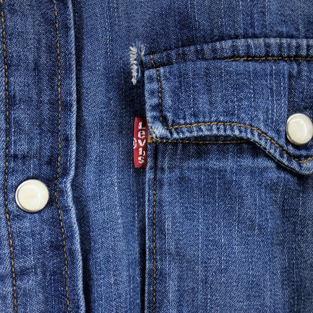 Levi's Modan Fit Long Sleeve Denim Western Shirt, Men's Size L cotton blue type Vintage Second Hand