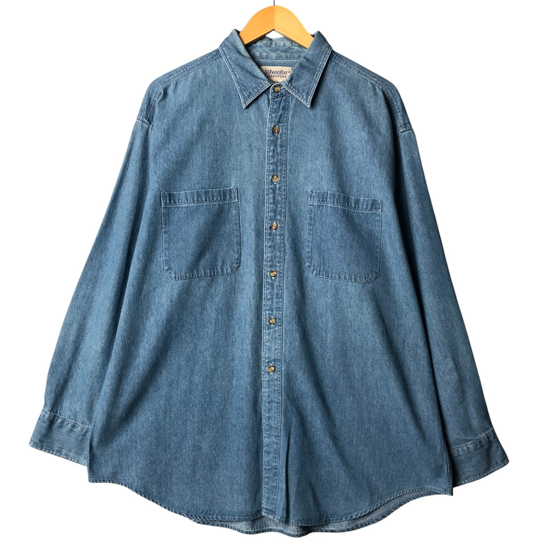 St. John's Bay STJOHNSBAY Long Sleeve Denim Shirt, Men's XL cotton Blue type light blue Vintage Second Hand