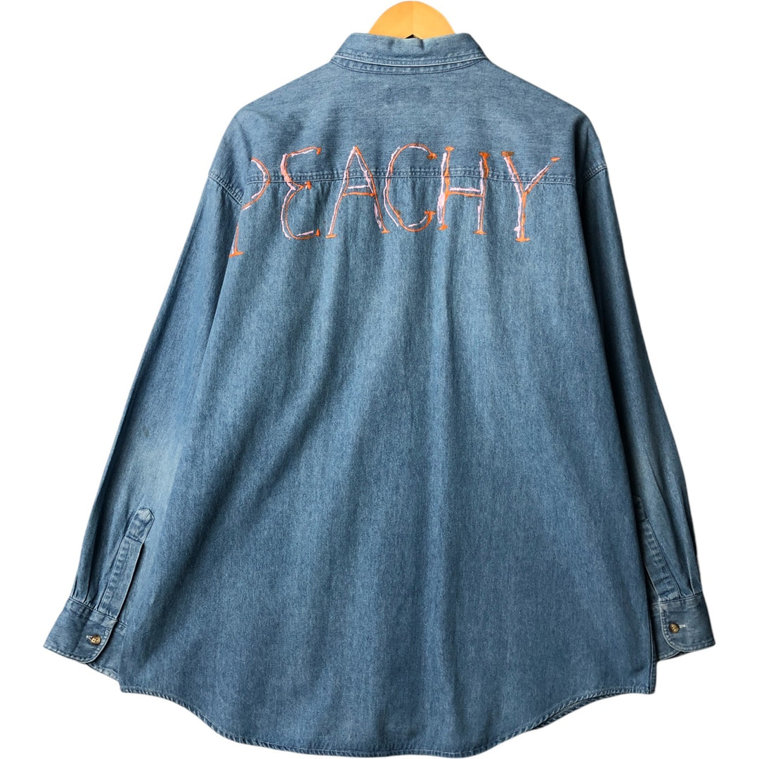 St. John's Bay STJOHNSBAY Long Sleeve Denim Shirt, Men's XL cotton Blue type light blue Vintage Second Hand