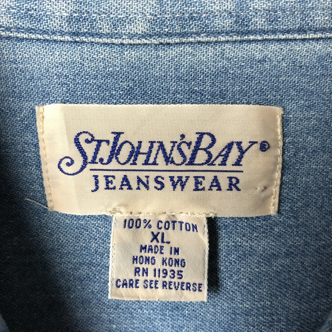 St. John's Bay STJOHNSBAY Long Sleeve Denim Shirt, Men's XL cotton Blue type light blue Vintage Second Hand