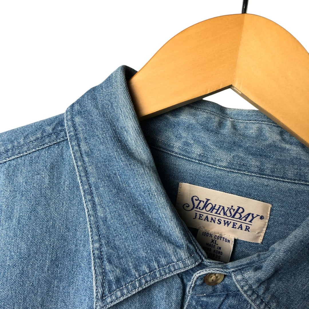 St. John's Bay STJOHNSBAY Long Sleeve Denim Shirt, Men's XL cotton Blue type light blue Vintage Second Hand
