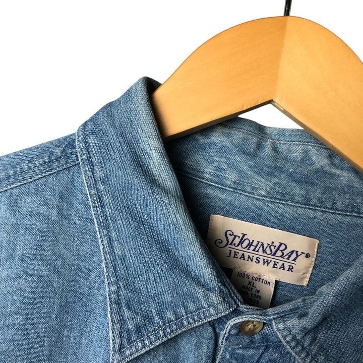 St. John's Bay STJOHNSBAY Long Sleeve Denim Shirt, Men's XL cotton Blue type light blue Vintage Second Hand