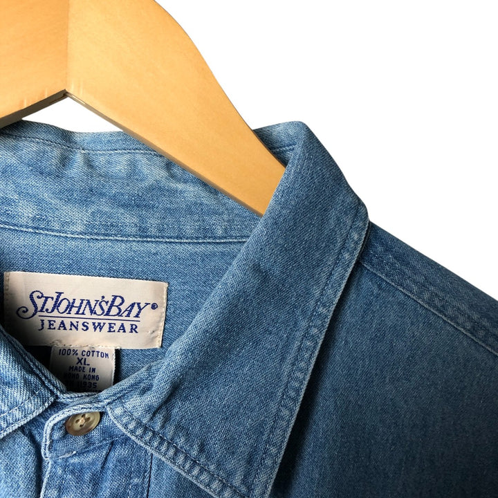 St. John's Bay STJOHNSBAY Long Sleeve Denim Shirt, Men's XL cotton Blue type light blue Vintage Second Hand
