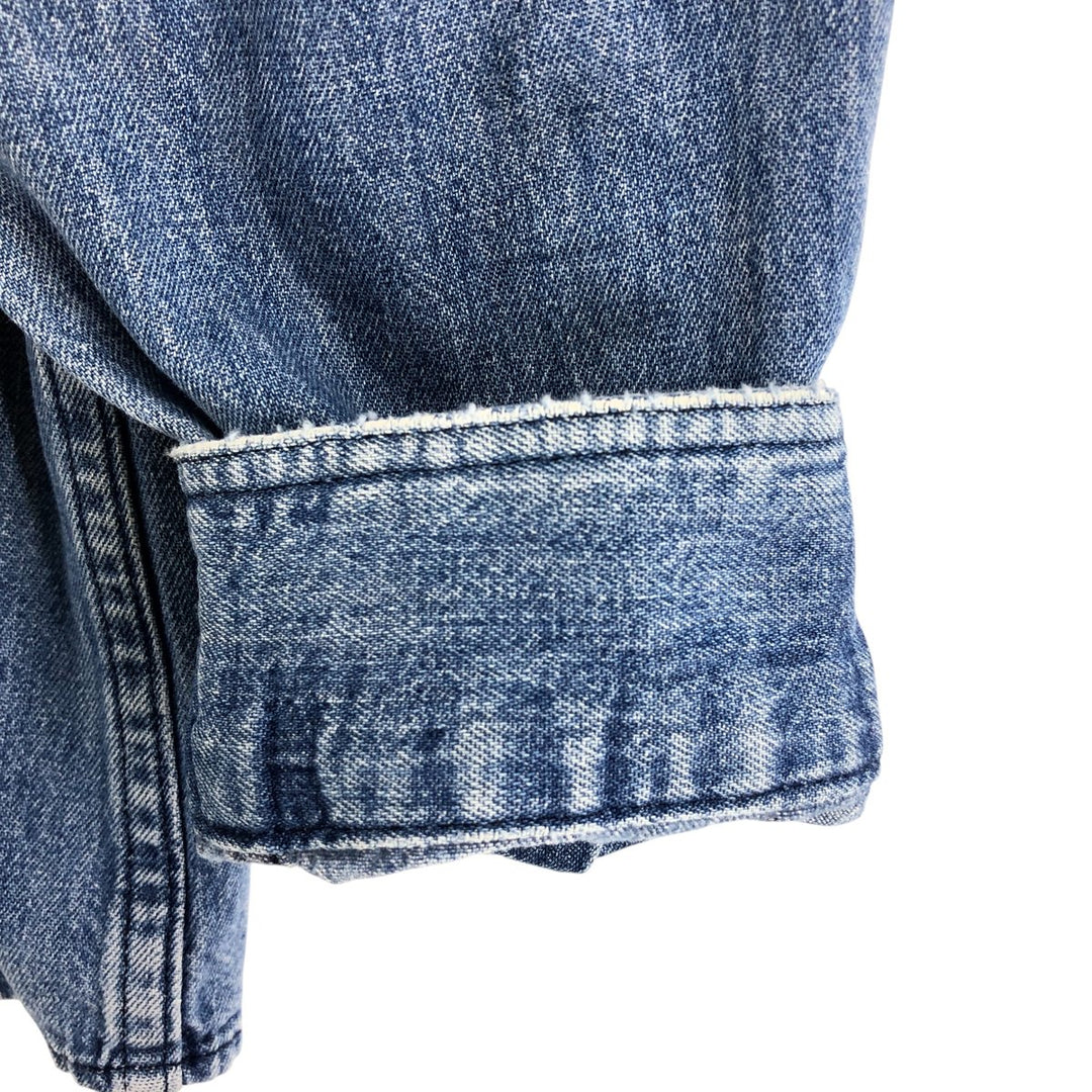 Vintage 80s-90'S Eddie Bauer long-sleeved denim shirt with black tag, men's size L unclear blue type Vintage Second Hand