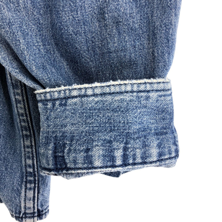 Vintage 80s-90'S Eddie Bauer long-sleeved denim shirt with black tag, men's size L unclear blue type Vintage Second Hand