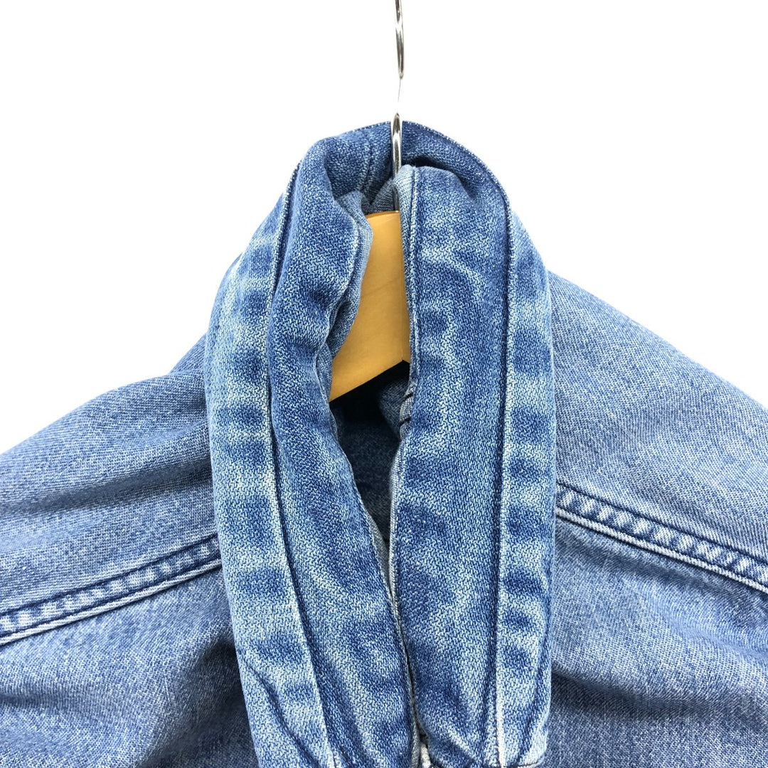 Vintage 80s-90'S Eddie Bauer long-sleeved denim shirt with black tag, men's size L unclear blue type Vintage Second Hand