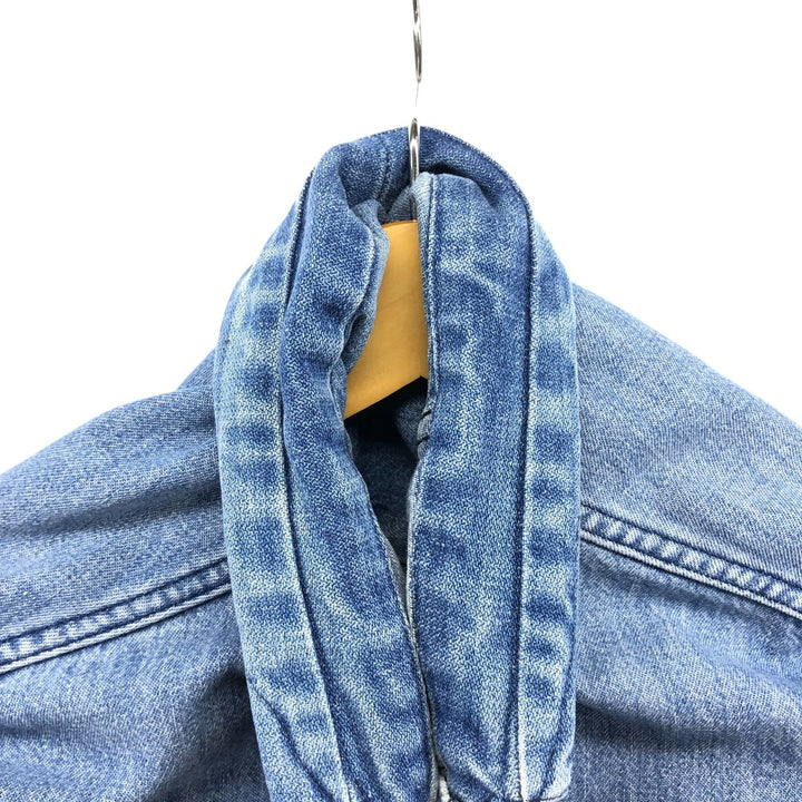 Vintage 80s-90'S Eddie Bauer long-sleeved denim shirt with black tag, men's size L unclear blue type Vintage Second Hand