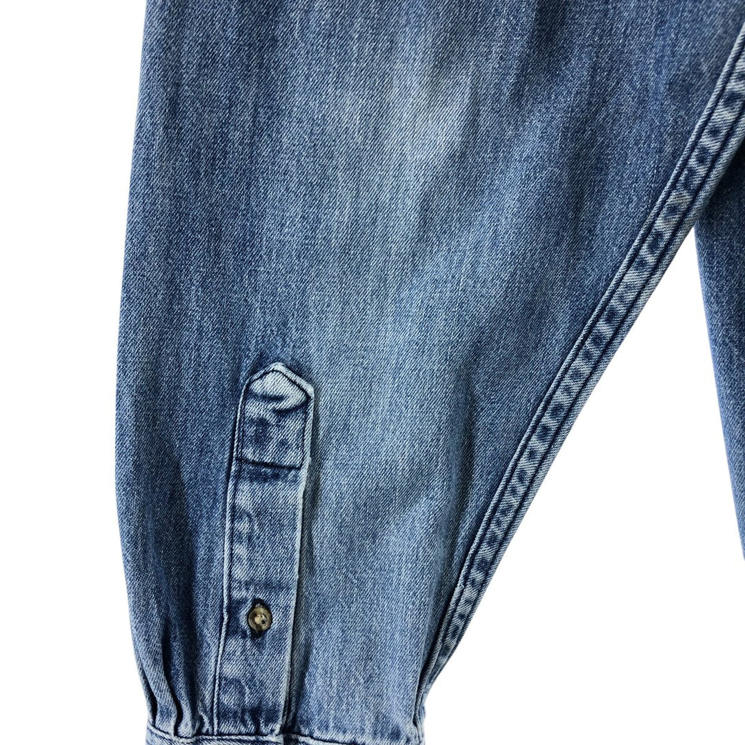 Vintage 80s-90'S Eddie Bauer long-sleeved denim shirt with black tag, men's size L unclear blue type Vintage Second Hand
