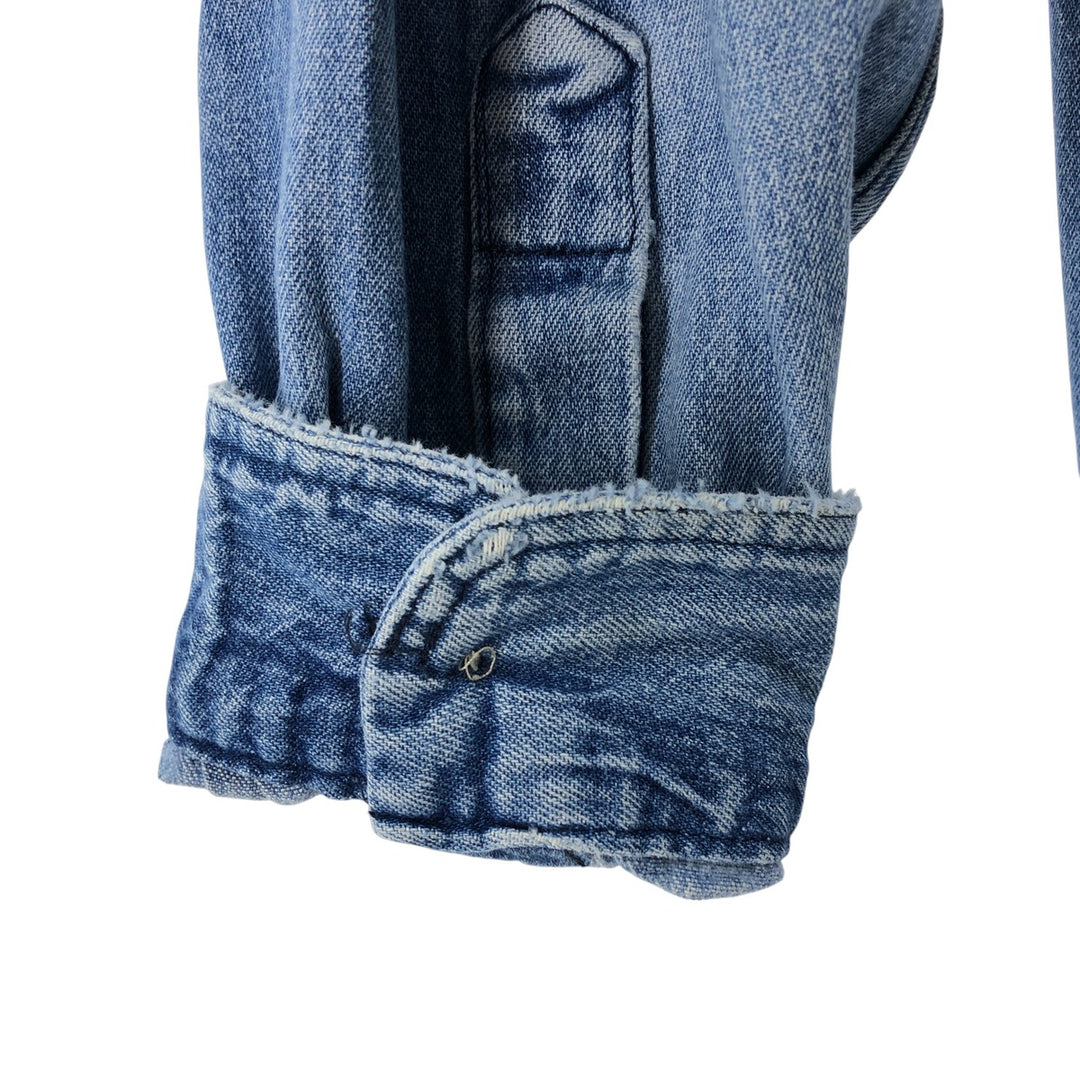 Vintage 80s-90'S Eddie Bauer long-sleeved denim shirt with black tag, men's size L unclear blue type Vintage Second Hand