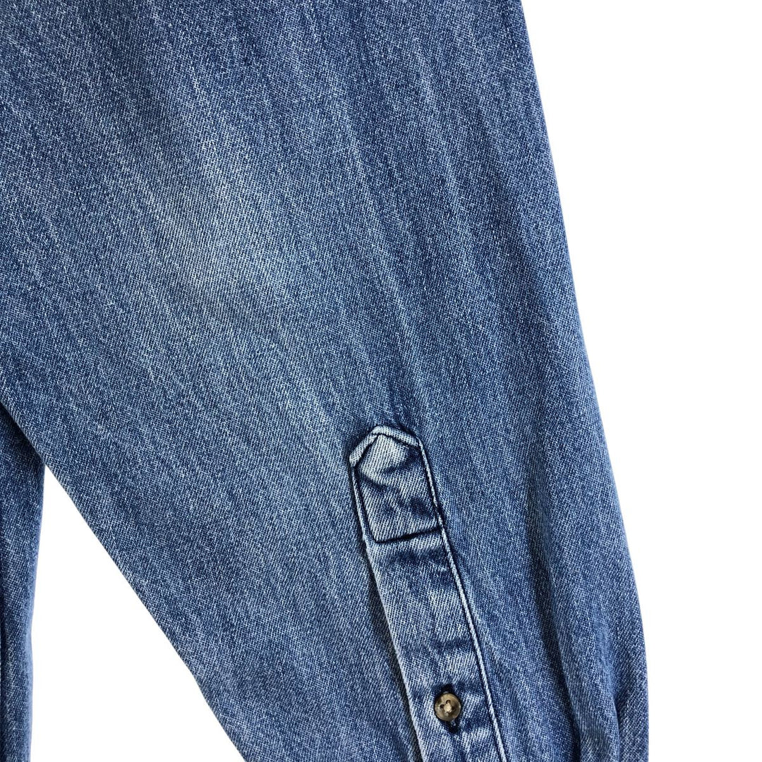 Vintage 80s-90'S Eddie Bauer long-sleeved denim shirt with black tag, men's size L unclear blue type Vintage Second Hand