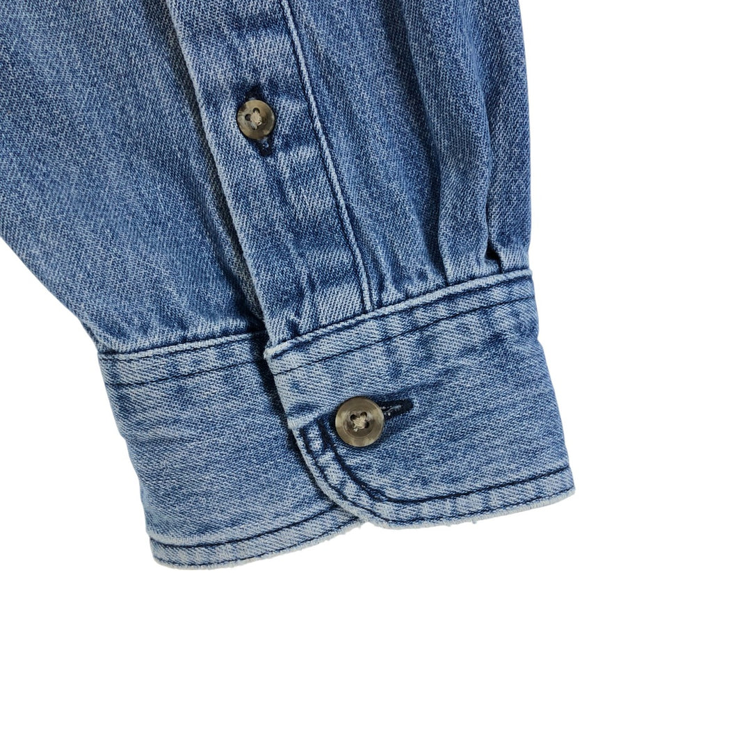 Vintage 80s-90'S Eddie Bauer long-sleeved denim shirt with black tag, men's size L unclear blue type Vintage Second Hand