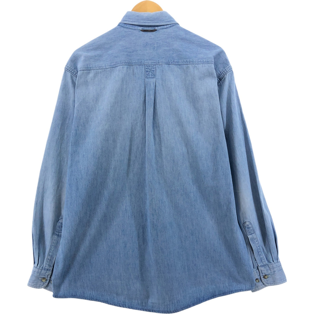 90'S Vintage Timberland WEATHERGEAR Long Sleeve Denim Shirt, Men's Size L cotton blue type Vintage Second Hand