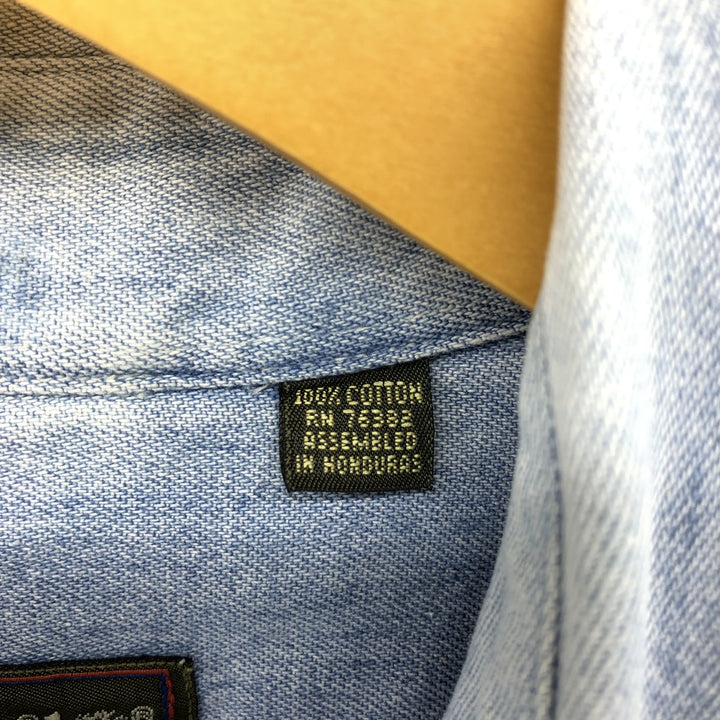 90'S Vintage Timberland WEATHERGEAR Long Sleeve Denim Shirt, Men's Size L cotton blue type Vintage Second Hand