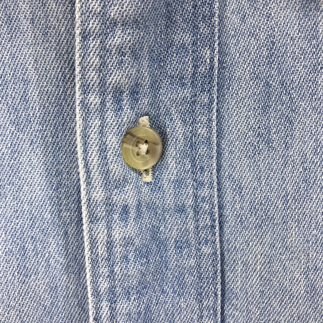 90'S Vintage Timberland WEATHERGEAR Long Sleeve Denim Shirt, Men's Size L cotton blue type Vintage Second Hand
