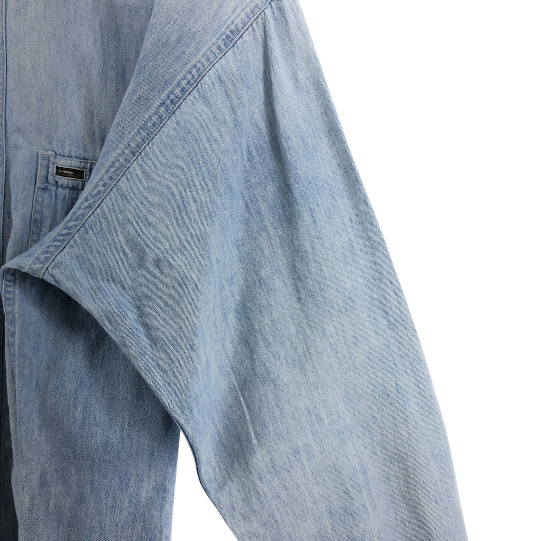 90'S Vintage Timberland WEATHERGEAR Long Sleeve Denim Shirt, Men's Size L cotton blue type Vintage Second Hand