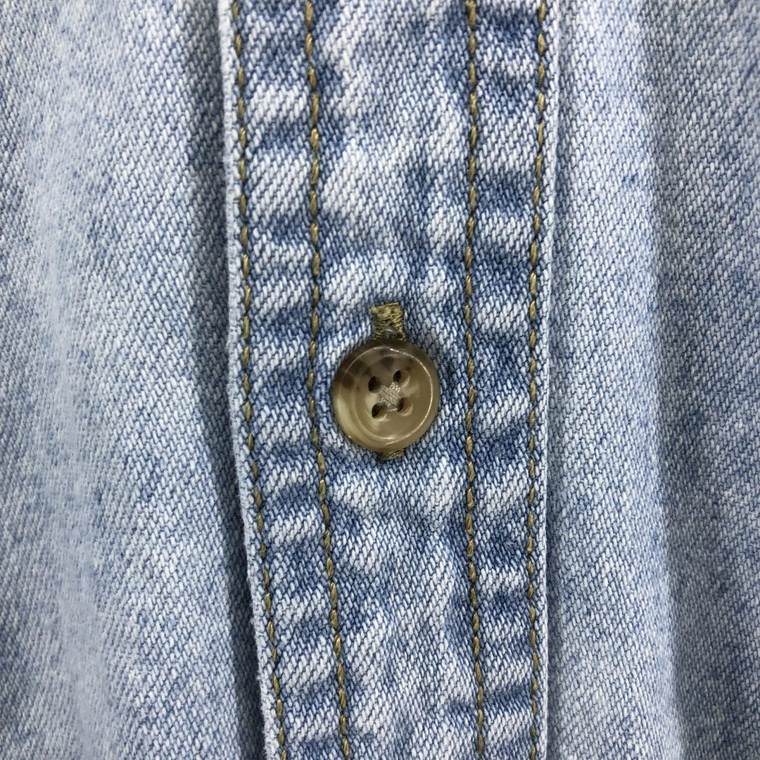 90'S Columbia long sleeve denim shirt, made in USA, men's XL size, vintage unclear Blue type light blue Vintage Second Hand