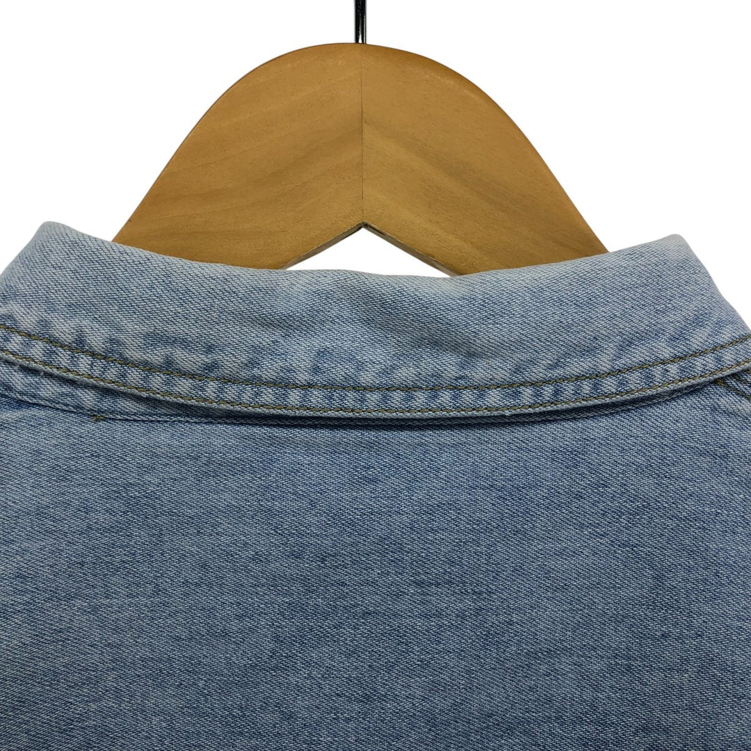 90'S Columbia long sleeve denim shirt, made in USA, men's XL size, vintage unclear Blue type light blue Vintage Second Hand