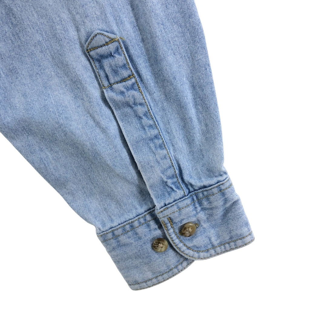 90'S Columbia long sleeve denim shirt, made in USA, men's XL size, vintage unclear Blue type light blue Vintage Second Hand